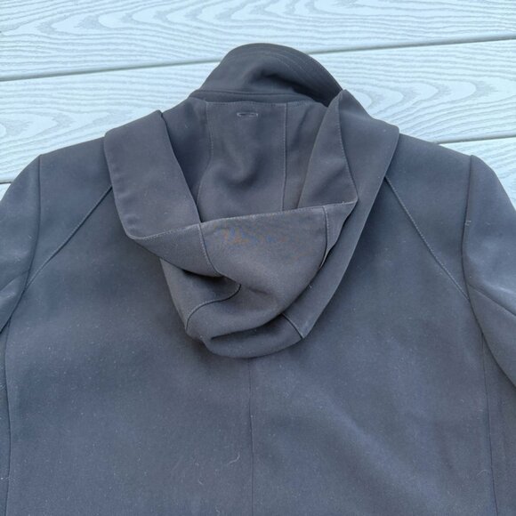 Gallery Sz 12 Full Length Winter Raincoat Black Removable Hood Trenchcoat - Picture 3 of 8